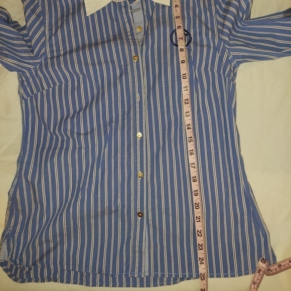 Tommy Hilfiger Blue/White Stripe Button Up Monogram, Large - Picture 9 of 10